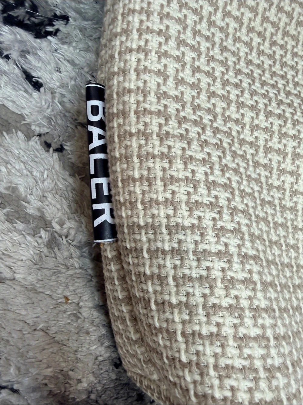Beige Woven Tote Bag